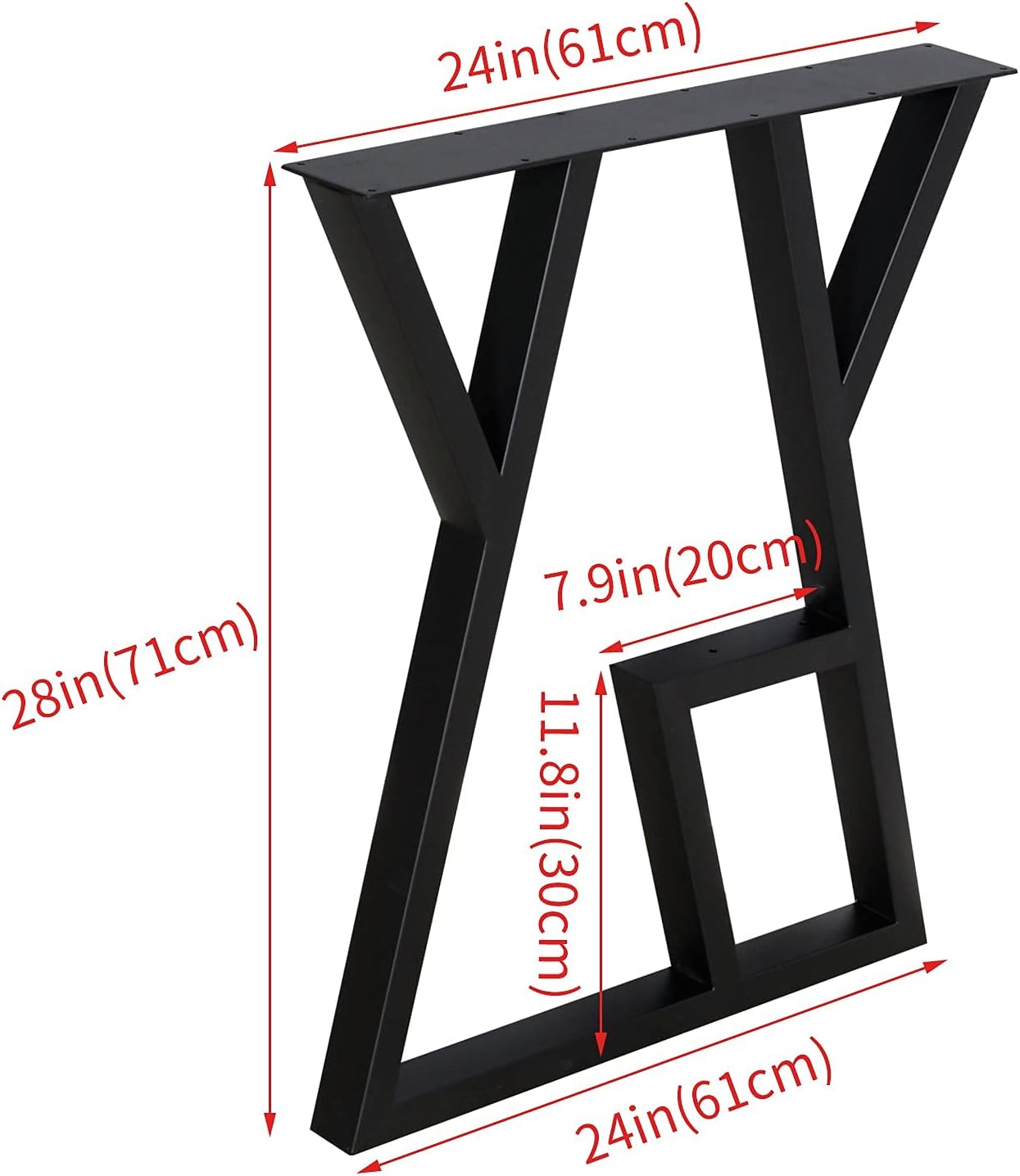 SSS Furniture 2 Pack Industrial Metal Furniture Legs 2 Tier 28” H x 24” W,DIY Decor Brackets Shelf,Coffee Dining Tables Legs,Desk Legs,Cocktail Table, Square Tube Leg Black