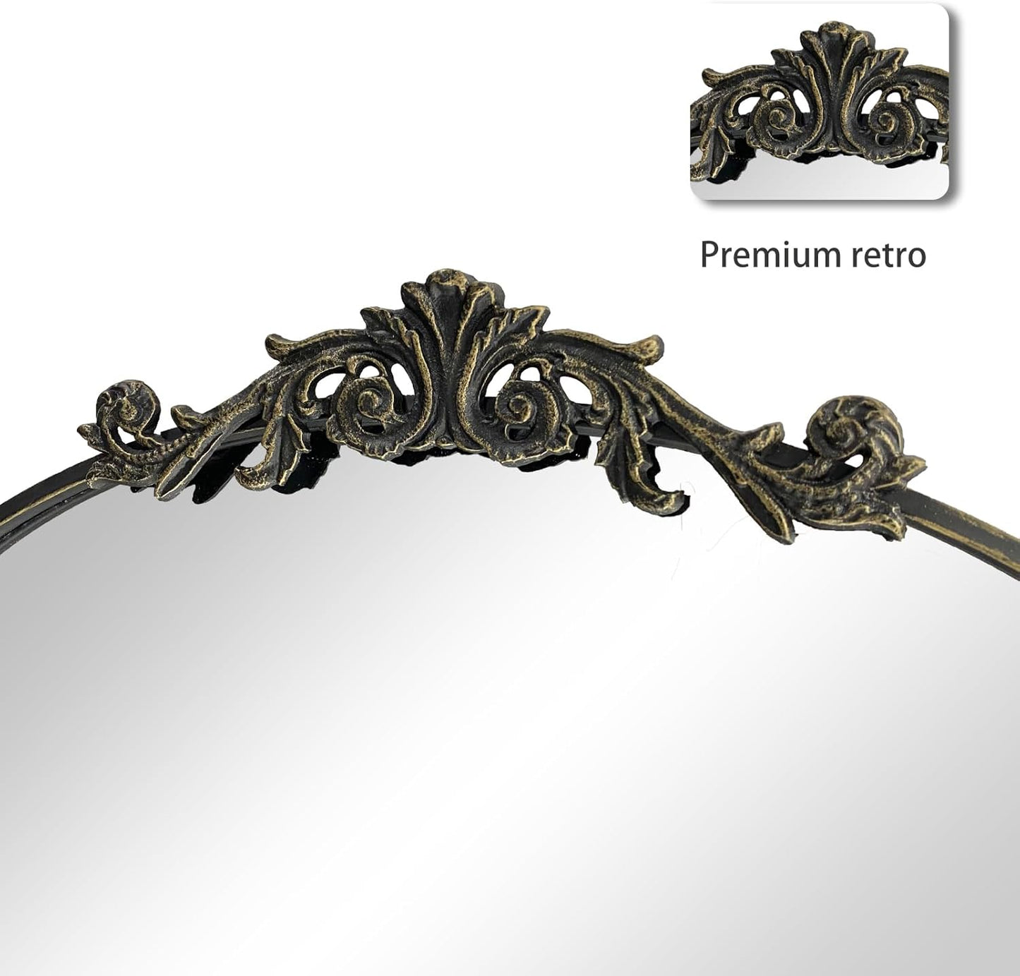 WAMIRRO Ornate Black Mirror,Vintage Arched Baroque Antique Mirorrs for Living Room Hallway Fireplace Bathroom Entryway 24"X36"