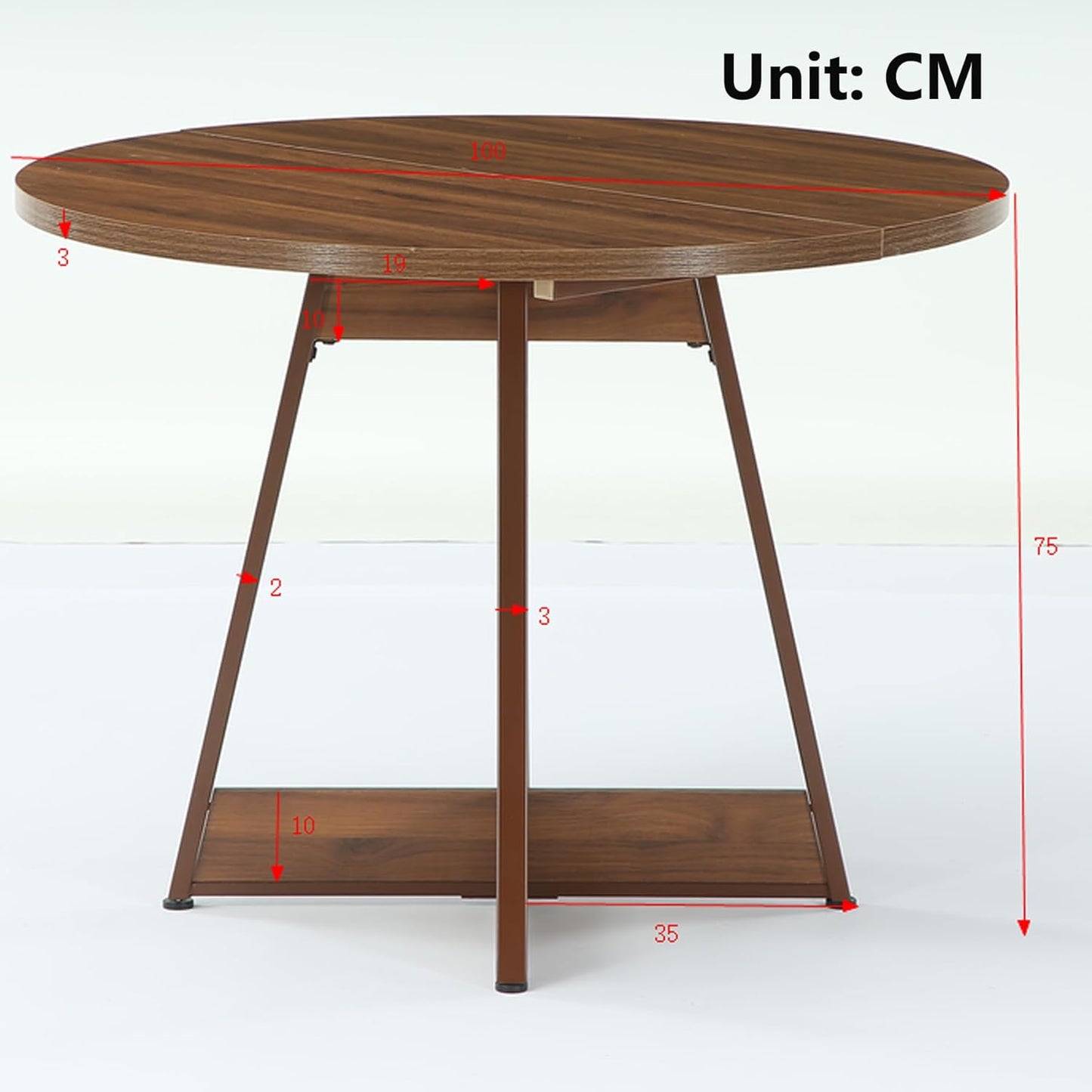 LITTLE TREE 39 Inches Round Dining Table for 2-4, Farmhouse Circle Kitchen Table for Dining Room, Wooden Dinner Table with Heavy Duty Pedestal, Small Bistro Table for Restaurant, Brown