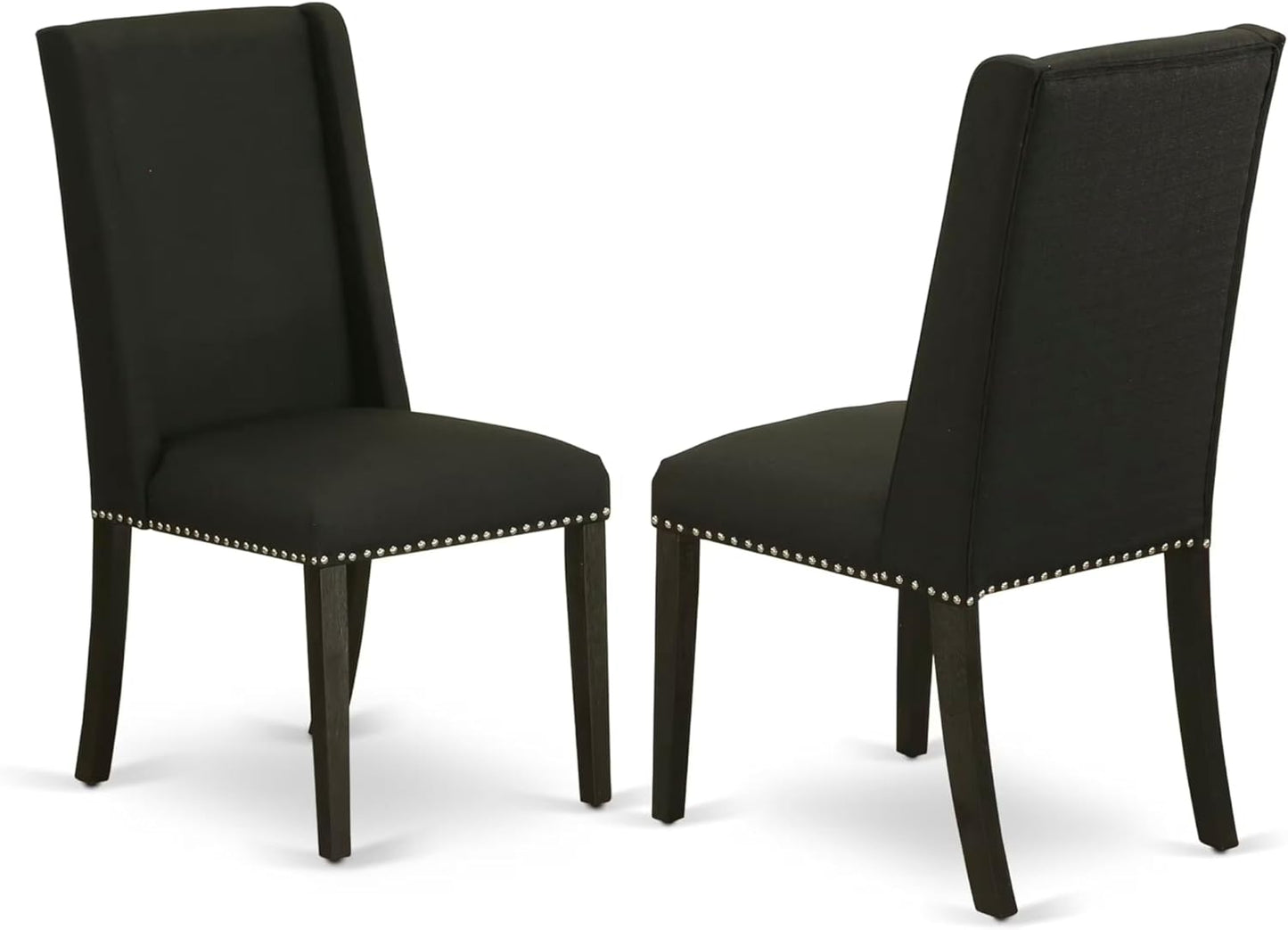 East West Furniture X627FL624-5 5 Piece Dining Set Includes a Rectangle Dining Room Table with X-Legs and 4 Black Linen Fabric Upholstered Parson Chairs, 40x72 Inch, Multi-Color