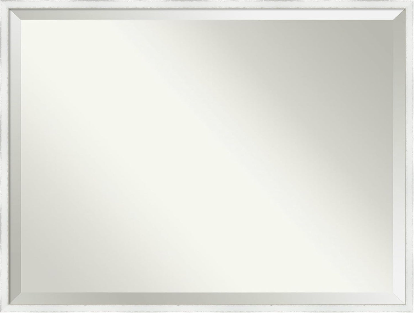 Amanti Art White Bathroom Mirror for Over Sink, 31x41 Breeze Distressed White Rectangle Vanity Mirror, X-Large Country Rustic Wood Frame, Hangs Horizonally and Vertically, Bathroom Wall Decor,