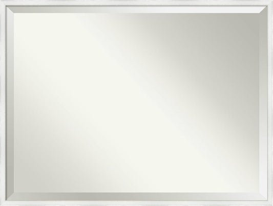 Amanti Art White Bathroom Mirror for Over Sink, 31x41 Breeze Distressed White Rectangle Vanity Mirror, X-Large Country Rustic Wood Frame, Hangs Horizonally and Vertically, Bathroom Wall Decor,