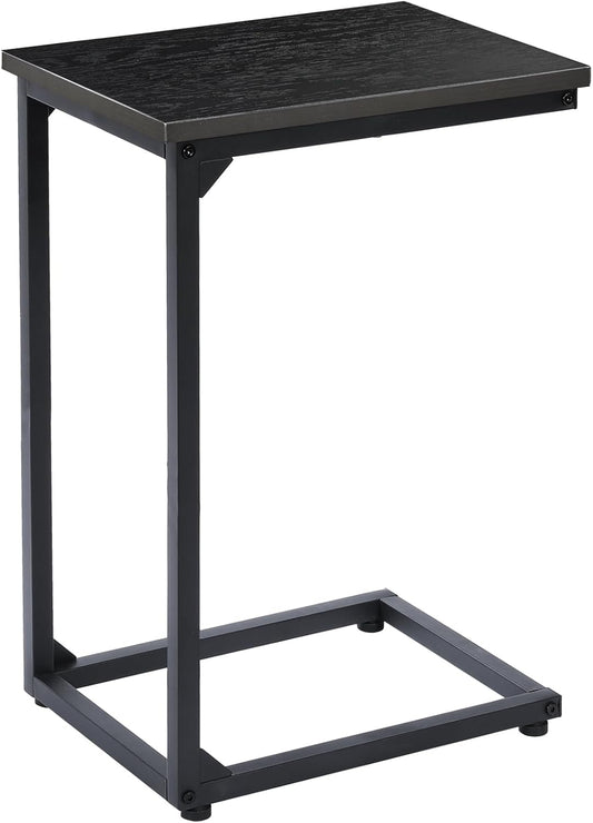 AMHANCIBLE C Shaped End Table, Couch Tables That Slide Under, TV Tray Snack Table for Sofa, Small Side Table for Couch, Small Space, Living Room, Black HET02CBK-1