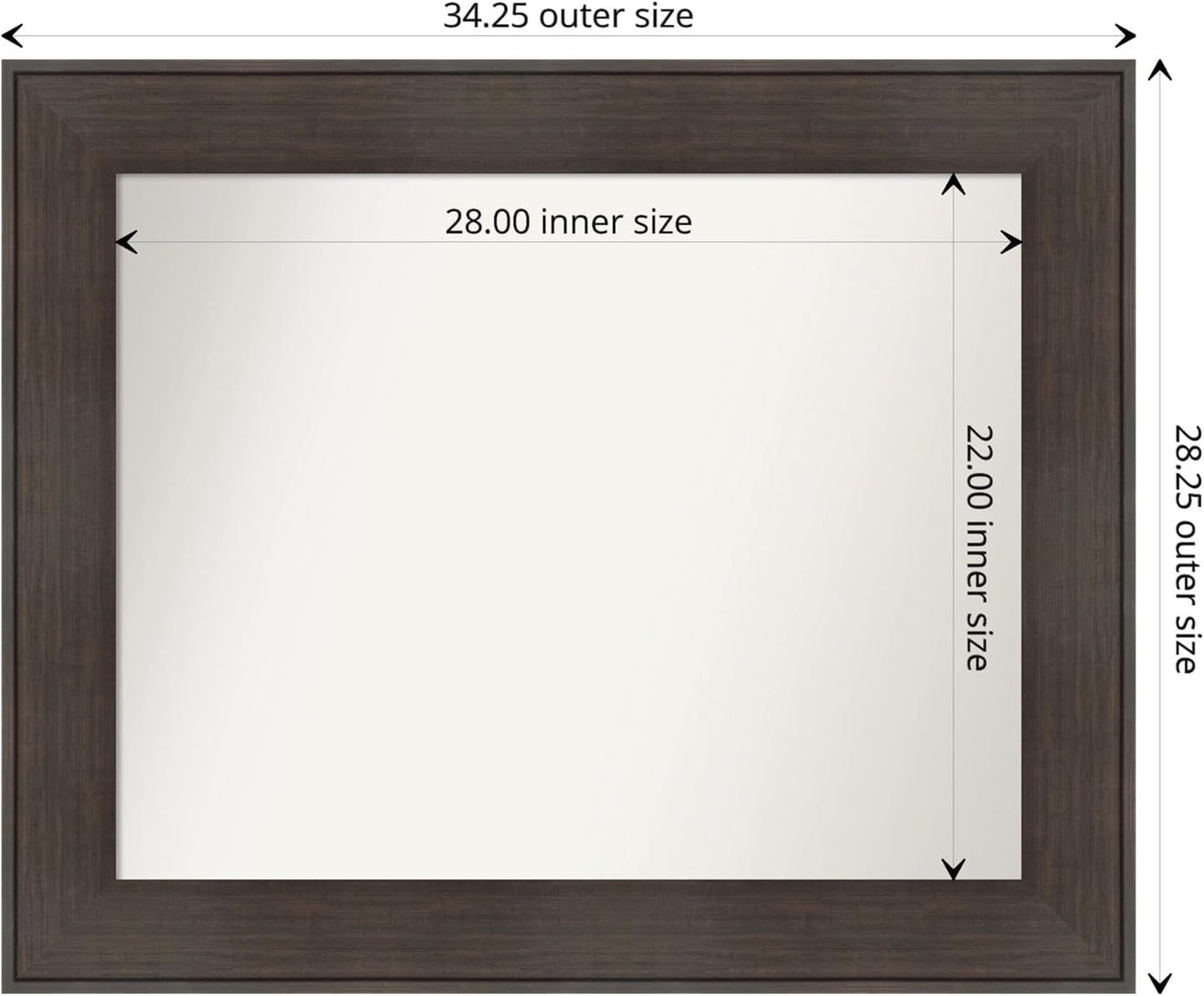 Amanti Art Bronze Bathroom Mirror for Over Sink, 26x32 William Mottled Bronze Narrow Rectangle Vanity Mirror, Large Casual Frame, Hangs Horizonally and Vertically, Bathroom Wall Decor, Non-Beveled