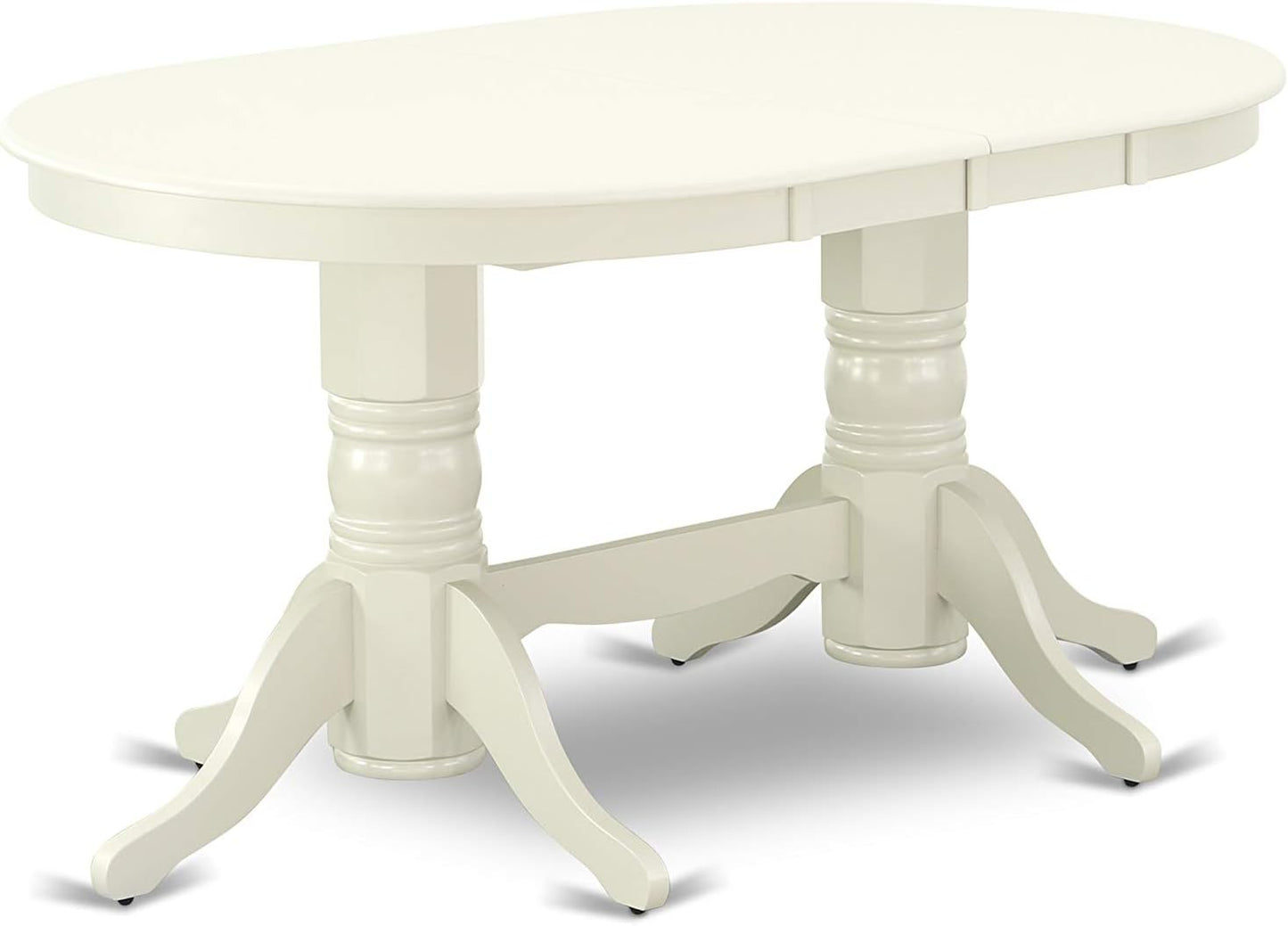 East West Furniture VAKE9-LWH-W 9 Piece Dining Set Includes an Oval Dining Table with Butterfly Leaf and 8 Kitchen Chairs, 40x76 Inch, Linen White