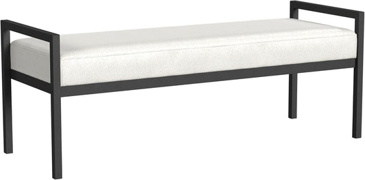 HomePop Modern Metal Bench|Bench for Living Room & Bedroom | Decorative Home Furniture - Cream Boucle