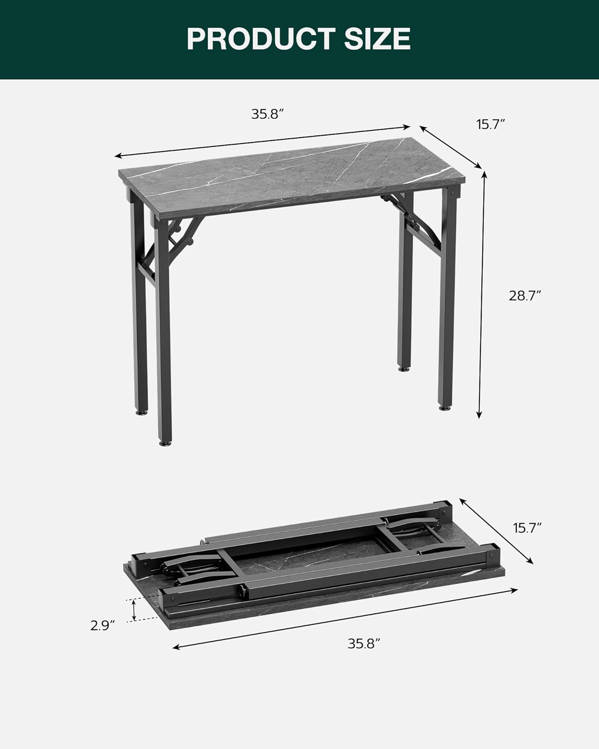 Frylr Small Folding Computer Desk – Portable 35.8 Inch Foldable Laptop Table, Collapsible and Compact for Easy Storage and Fast Setup, Lightweight for Small Spaces, Craft and Study Use, Marble Greige
