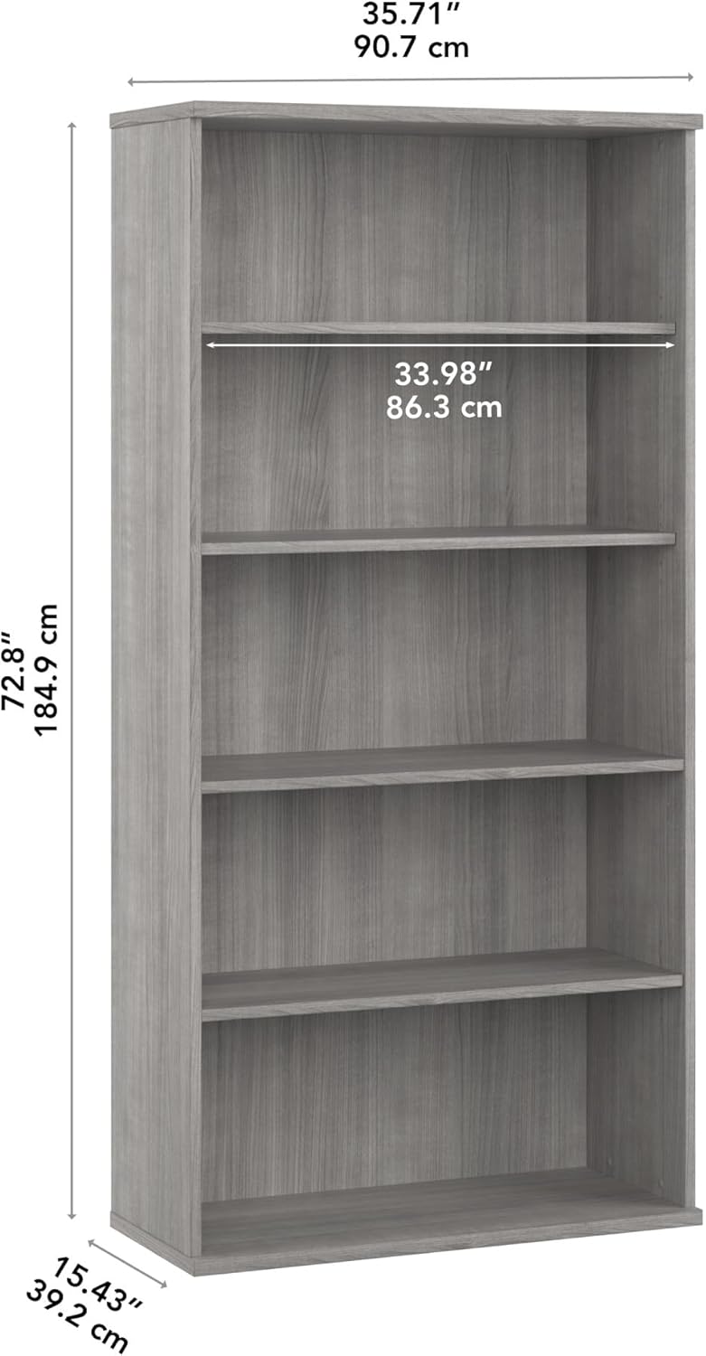 Bush Business Furniture Studio C 5 Shelf Bookcase, Platinum Gray