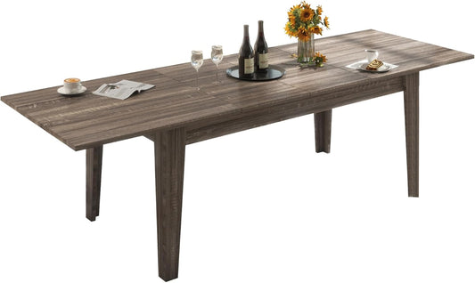 Expandable Dining Table, Convertible Table for Dining Room, Kitchen and Small Spaces, for 6-10 People, Dark Oak