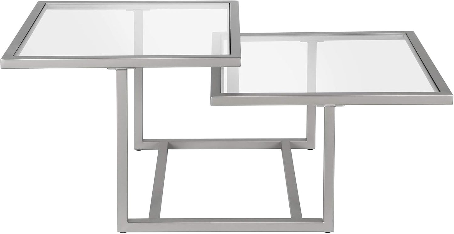 Henn&Hart 43" Wide Square Coffee Table in Nickel, Modern coffee tables for living room, studio apartment essentials