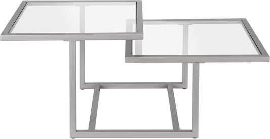 Henn&Hart 43" Wide Square Coffee Table in Nickel, Modern coffee tables for living room, studio apartment essentials
