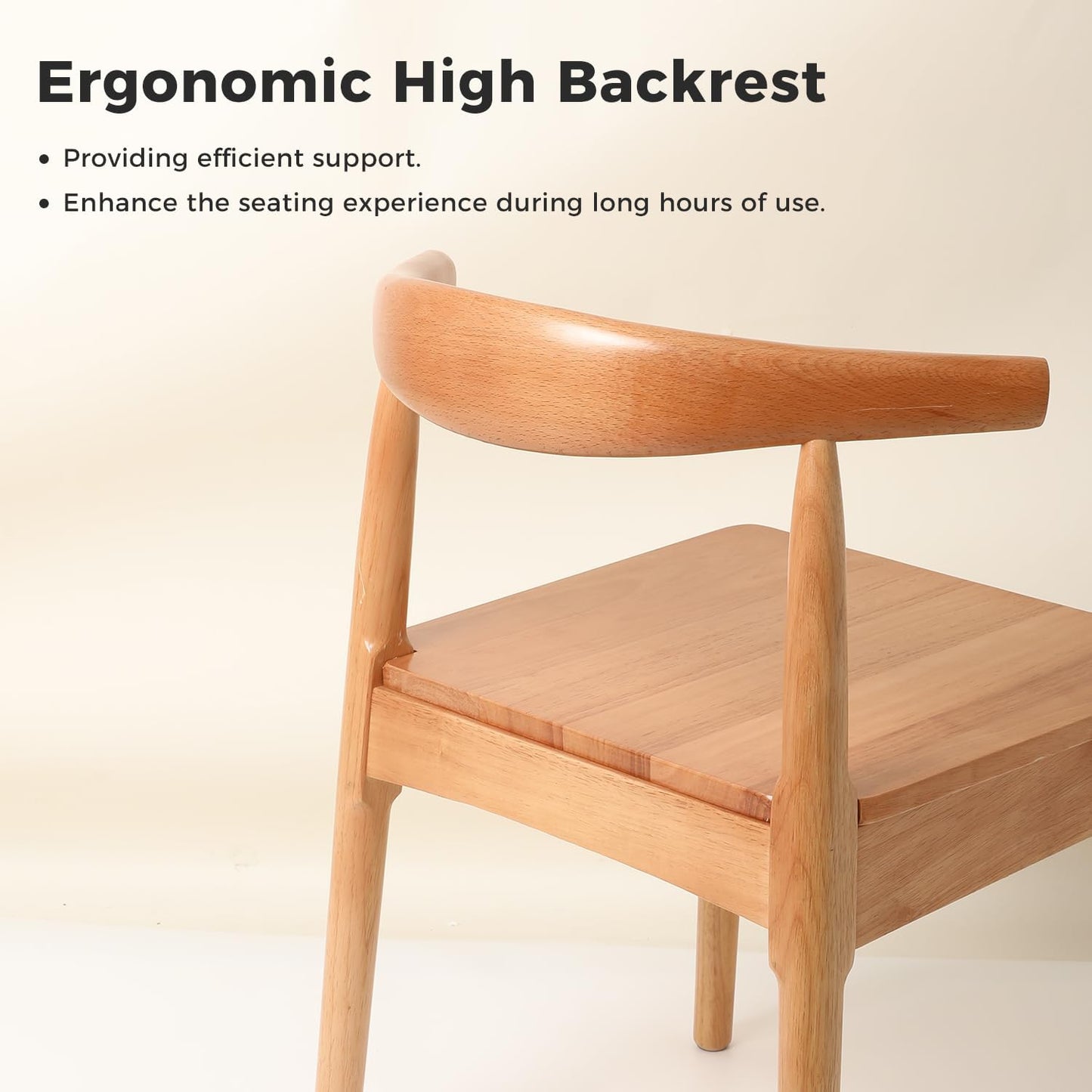 DELAVIN Solid Wood Dining Chairs Set of 4, Farmhouse Dining Room Chairs with Curved Backrest, Mid Century Modern Dining Chair for Living Room, Kitchen, Bedroom, Oak