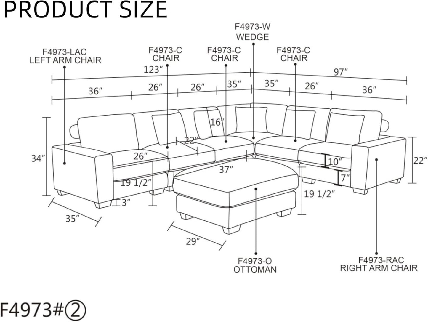 L Shaped Sectional Couches for Living Room, Stylish Sectional Loveseat Sofa with Ottoman & Deep Seats, Living Room Furniture Home Sofa for Adults, Steel Gray