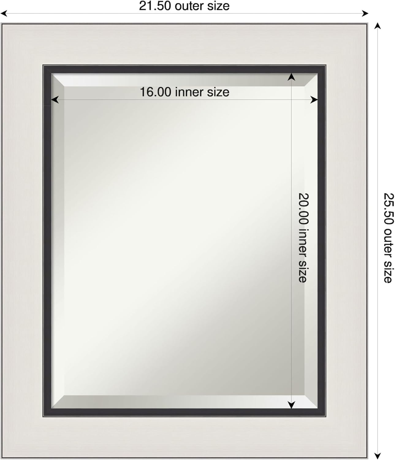 Amanti Art Silver Bathroom Mirror for Over Sink, 26x22 Ellie Silver Black Rectangle Vanity Mirror, Small Modern Contemporary Frame, Hangs Horizonally and Vertically, Bathroom Wall Decor, Beveled Edge