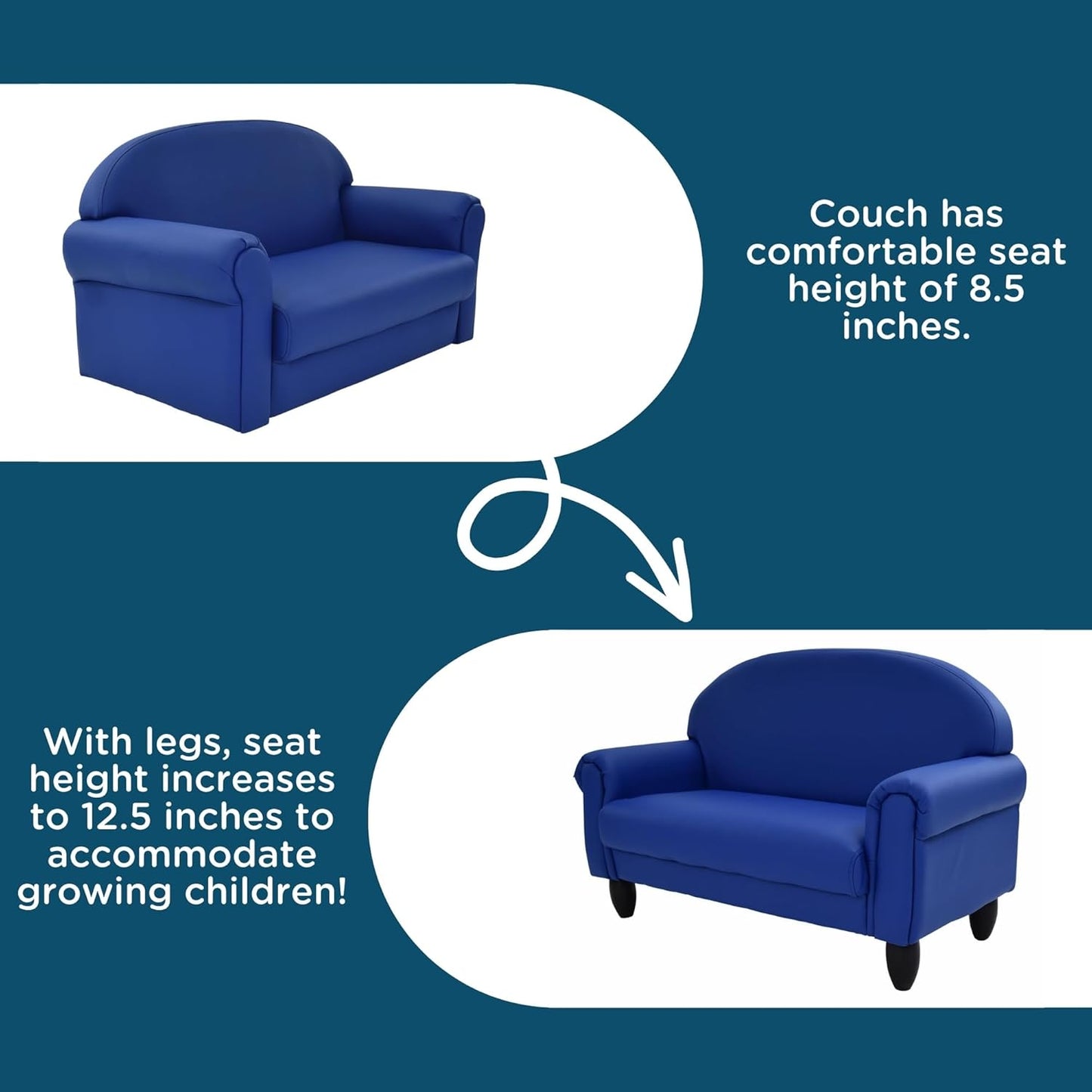 Children's Factory As We Grow Chair and Couch, Blue, CF805-309, Flexible Classroom Seating, Toddler Nursery Décor, Kids Playroom or Daycare Furniture