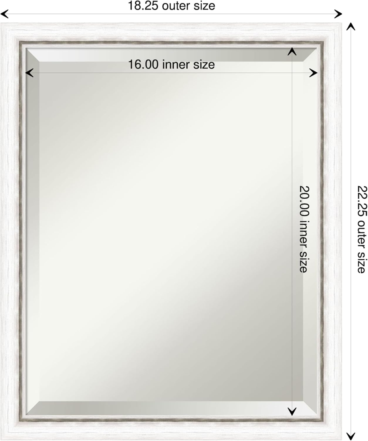 Amanti Art White Bathroom Mirror for Over Sink, 22x18 Morgan White Silver Rectangle Vanity Mirror, Small Modern Contemporary Wood Frame, Hangs Horizonally and Vertically, Bathroom Wall Decor, Beveled