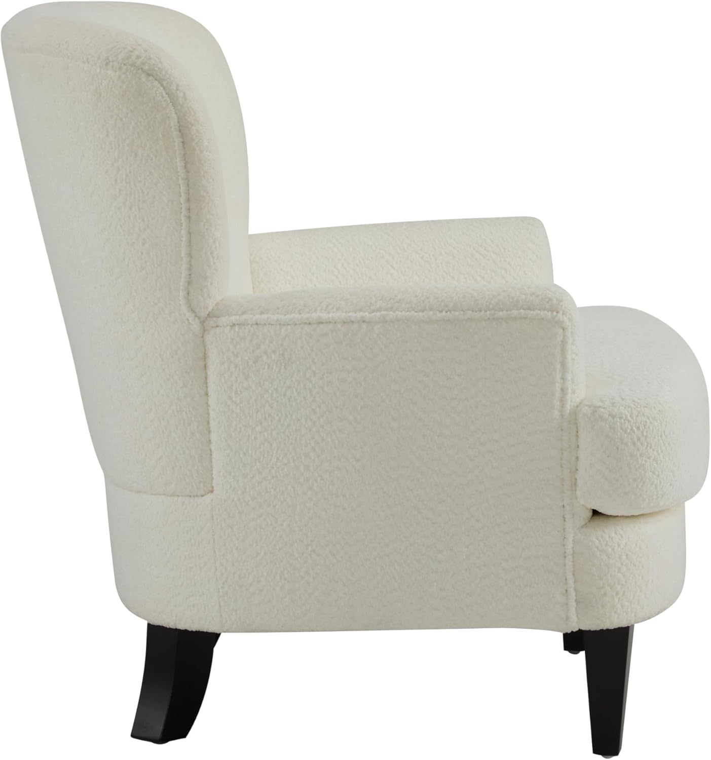 Christopher Knight Home Colby Boucle Upholstered Club Chair, Living Room Accent Chair, Wooden Frame, Flared Armrest, Plush Thick Cushion, Reading Lounge Chair, Space-Saving Furniture, Off-White+Black