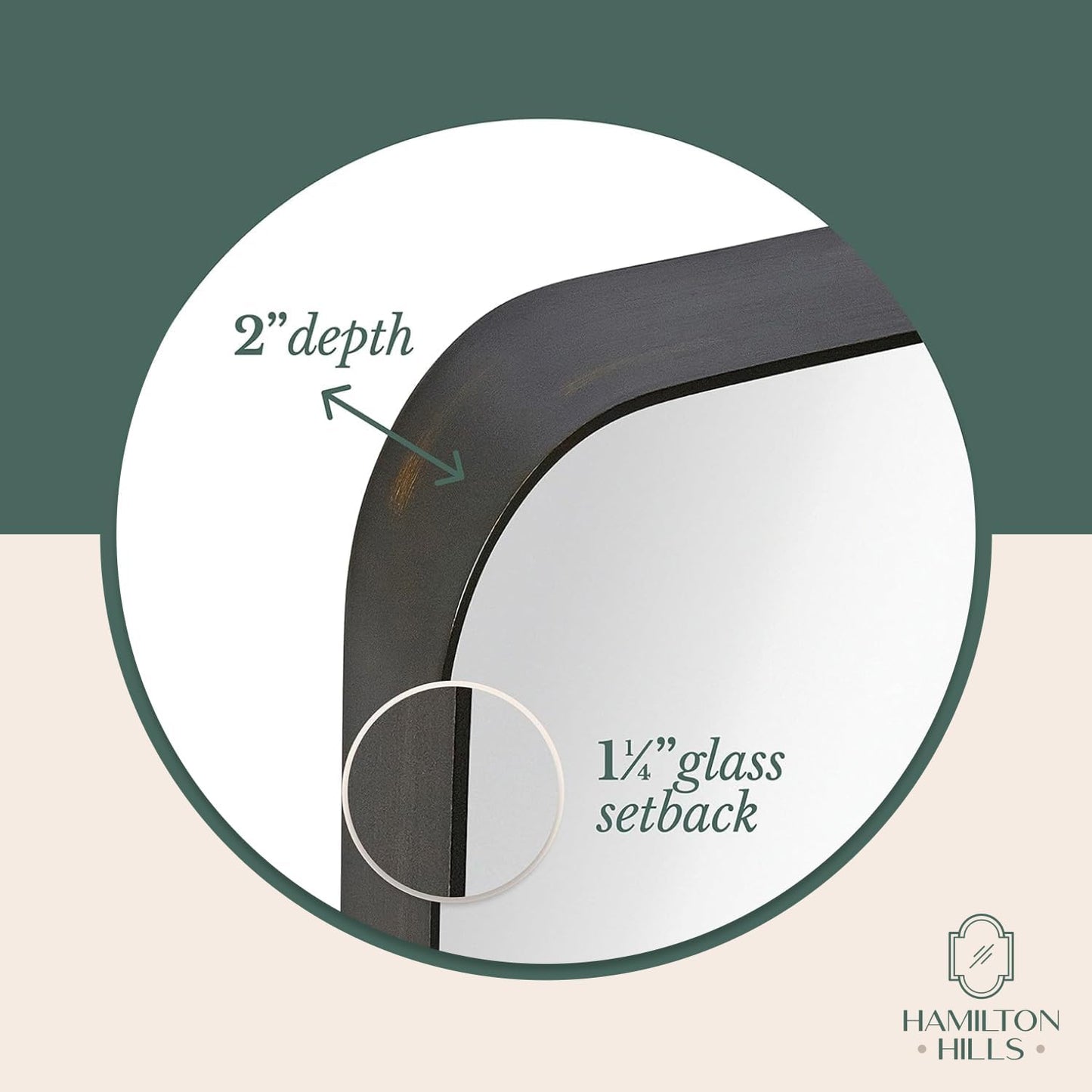Hamilton Hills 22x30 inch Metal Bronze Frame Mirror for Bathroom | Brushed Rectangular Rounded Corner Vanity | 2" Deep Set Design Large Wall Mirrors Decorative | Hangs Horizontal and Vertical