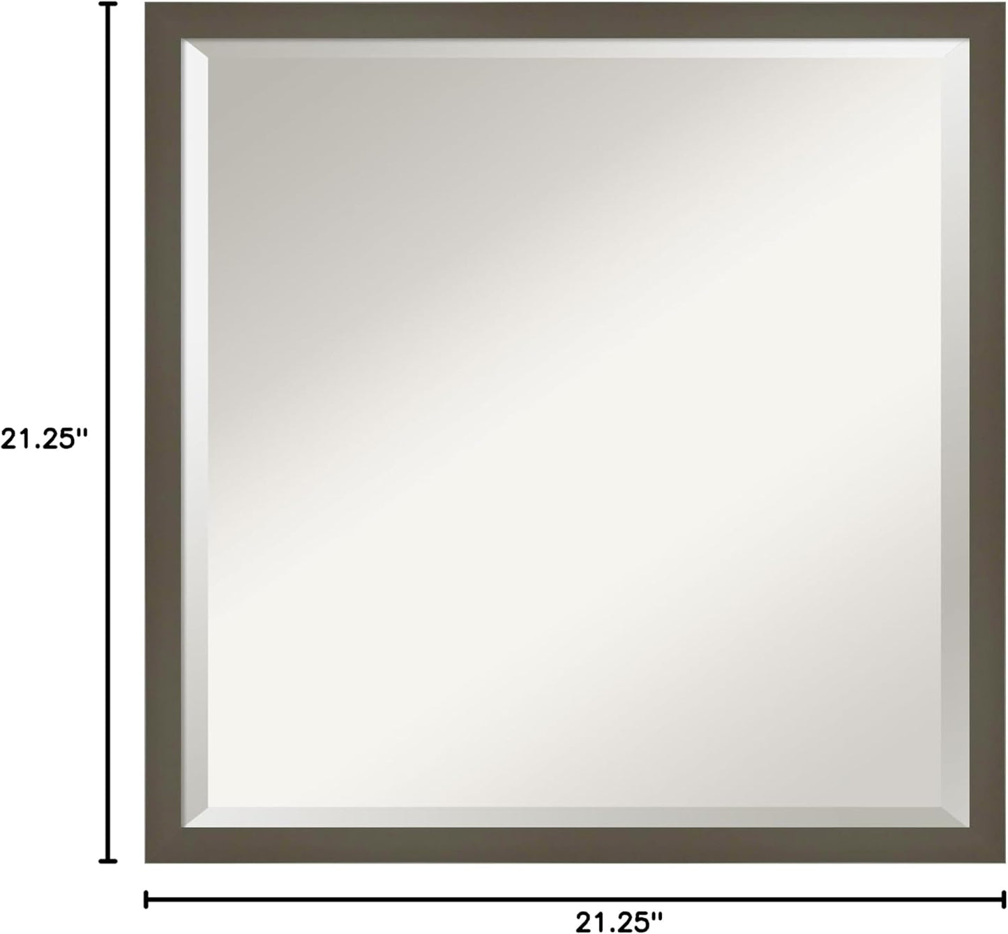 Amanti Art Grey Wall Mirror 21x21 Svelte Clay Grey Square Bathroom Mirror for Wall Decor Living Room, Medium Modern Wood Frame, Hangs Horizonally and Vertically, Bathroom Decor, Beveled Edge