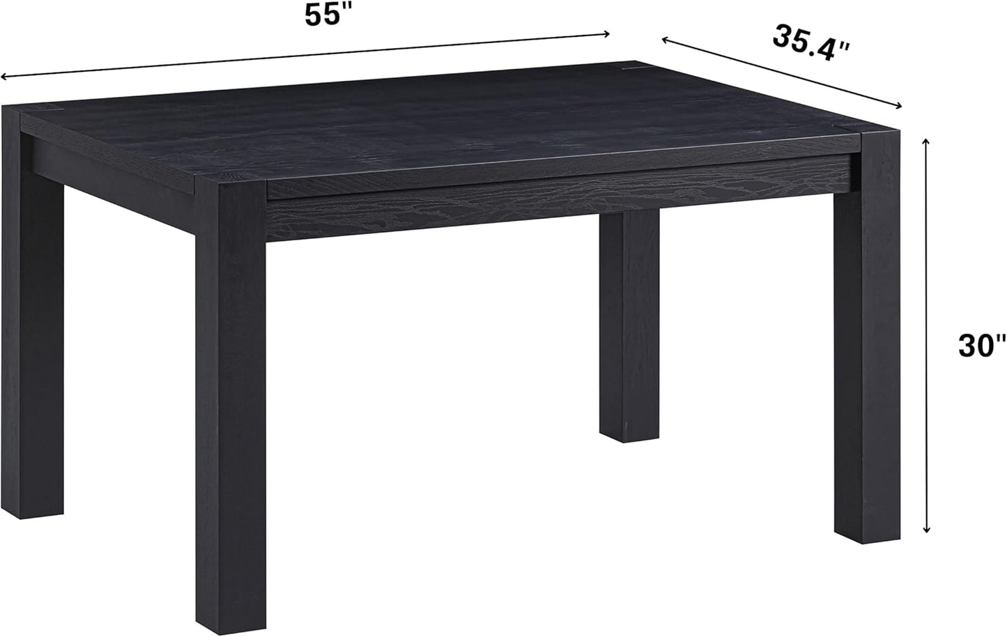 NTC Block 55 Inch Modern Farmhouse Dining Table, Rectangular Dinner Table for Dining Room, Living Room Furniture, Effortless Assembly, Burnt Black