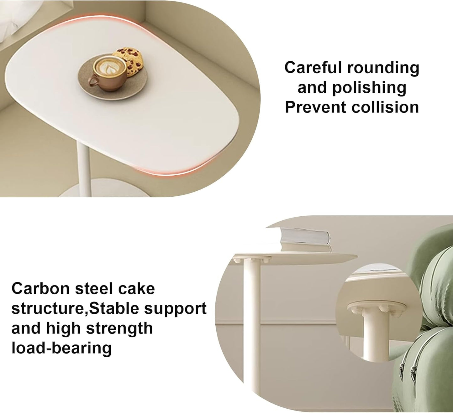 Modern Metal Side Table C Shaped End Table for Couch Slim Sofa Side Table Snack End Table Tv Trays for Eating On Couch for Dining Room, Living Room, Cafe and Balcony (1Pack Black)