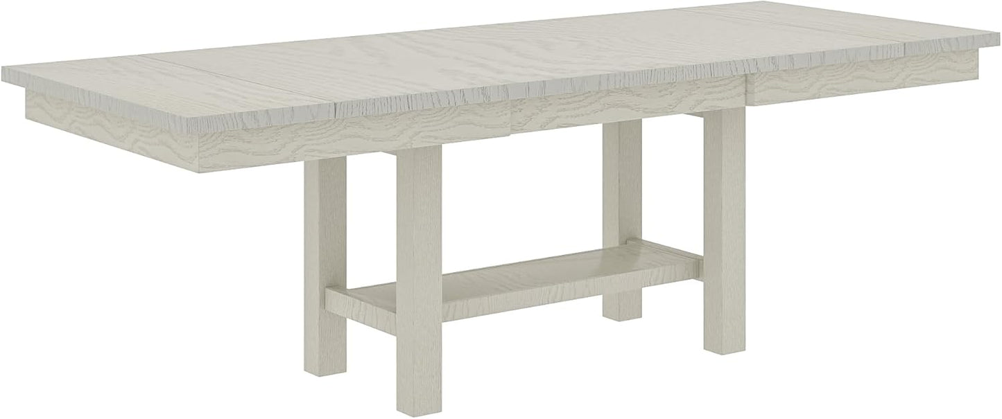 Solid Wood Extendable Farmhouse Dining Table for 4-6, Space-Saving Design for Home Kitchen and Dinner, Grey