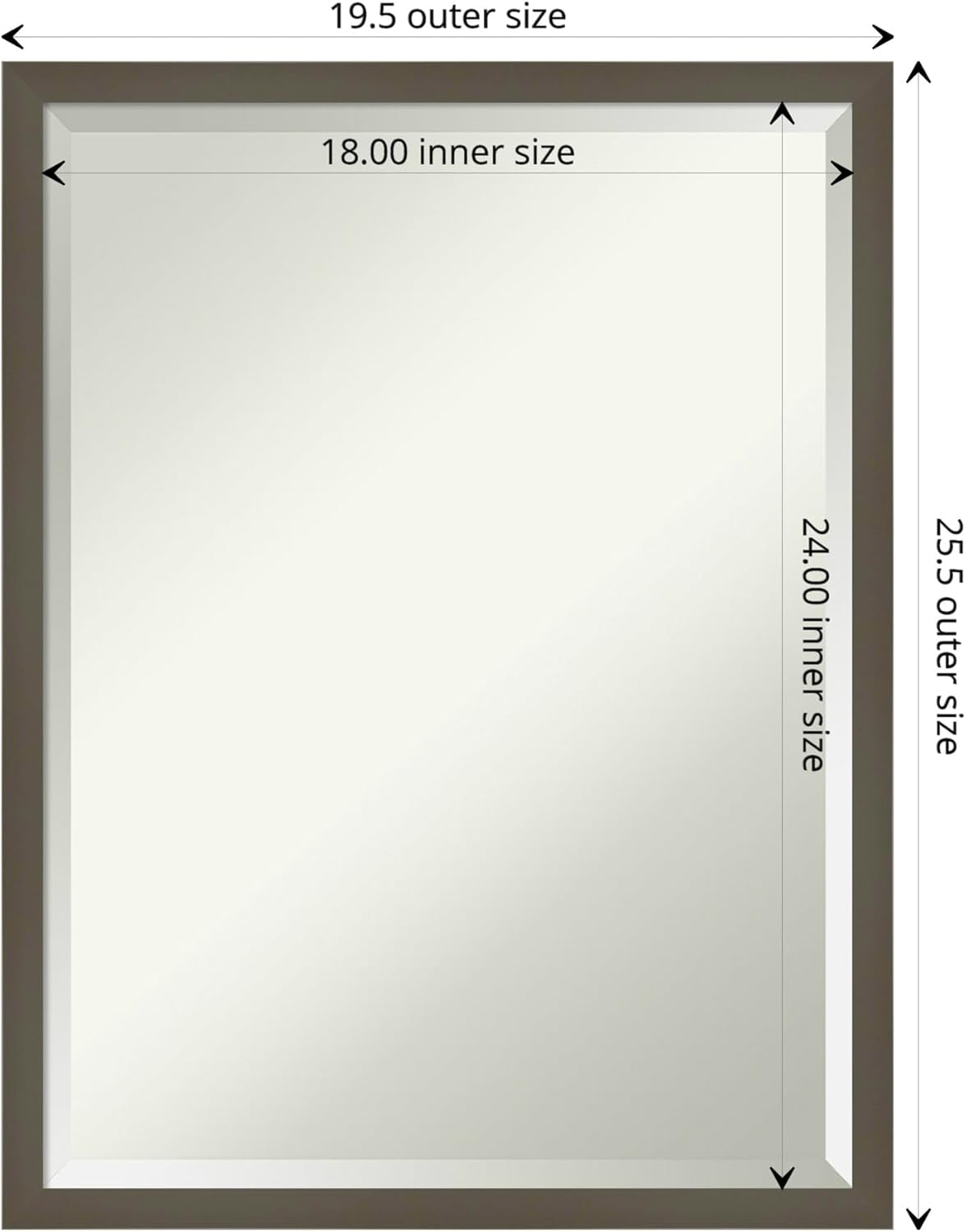 Amanti Art Grey Wall Mirror 25x19 Svelte Clay Grey Rectangle Bathroom Mirror for Wall Decor Living Room, Medium Modern Wood Frame, Hangs Horizonally and Vertically, Bathroom Decor, Beveled Edge