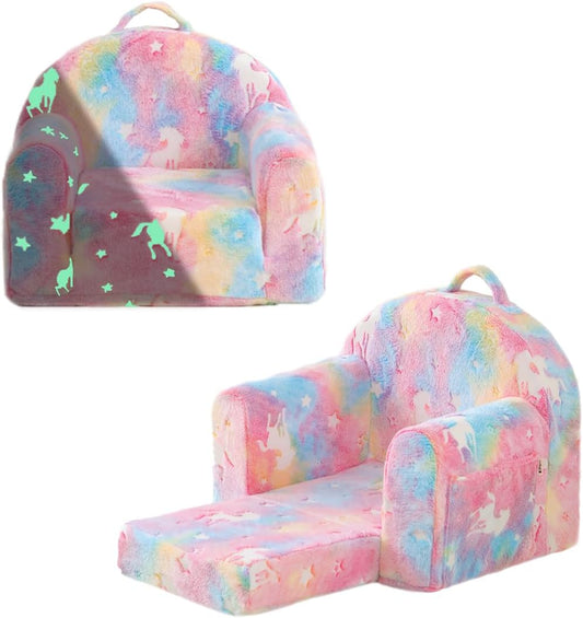 Toddler Chair Comfy,Toddler Couch Fold Out, 2-in-1 Kids Chair,Flip Out Kids Couch,Toddler Sofa Convertible,Children Reading Chair for Age 1-3(Pink)