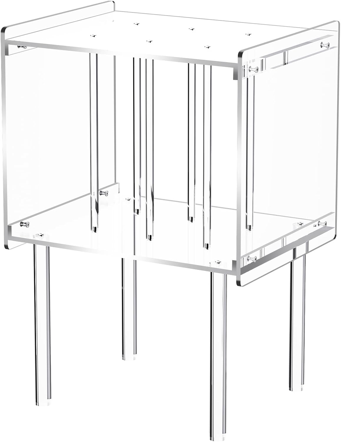 Acrylic Record Player Stand, with Vinyl Storage, Clear Acrylic Side Table (Clear)