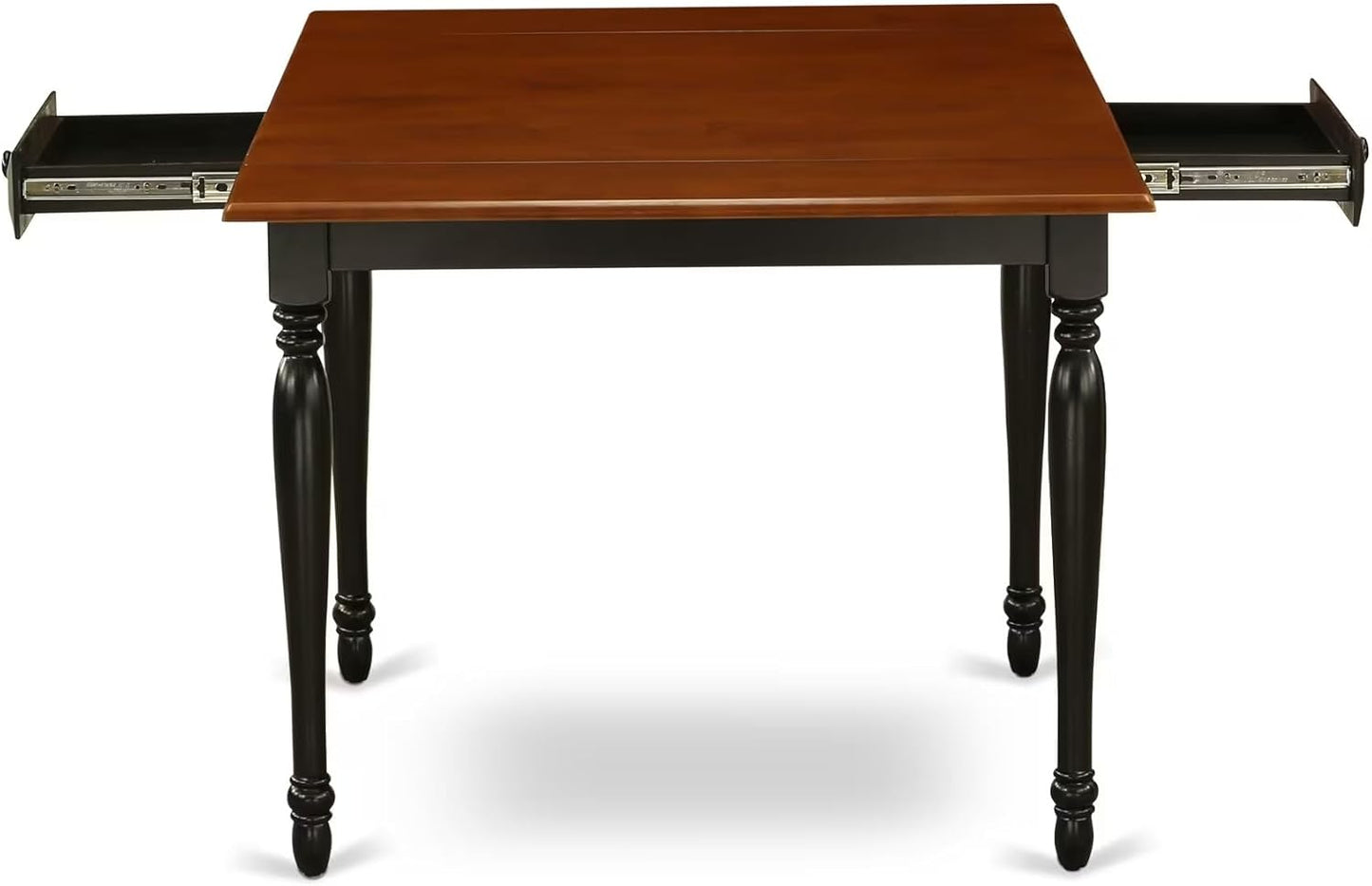 East West Furniture MZNI5-BCH-W 5 Piece Kitchen Table Set for 4 Includes a Rectangle Dining Room Table with Dropleaf and 4 Solid Wood Seat Chairs, 36x54 Inch, Black & Cherry