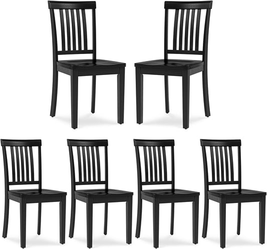 COLAMY Wooden Dining Room Chairs Set of 6, Spindle High Back Windsor Kitchen Side Chair, Farmhouse Dining Chairs for Kitchen, Dining Room, Black