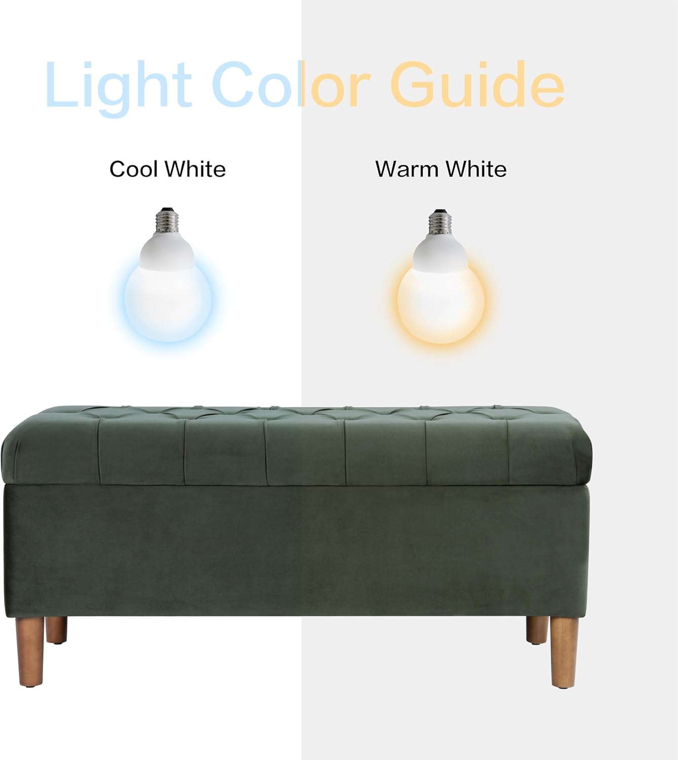 HomePop Home Decor | Tufted Ainsley Button Storage Ottoman Bench with Hinged Lid | Ottoman Bench with Storage for Living Room & Bedroom,Loden Green Velvet