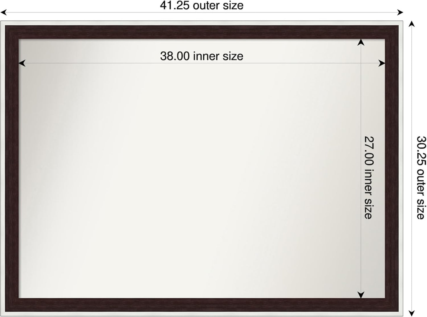 Amanti Art Bathroom Mirror for Over Sink, 30x41 Maya Espresso Silver Rectangle Vanity Mirror, X-Large Modern Contemporary Frame, Hangs Horizonally and Vertically, Bathroom Wall Decor, Non-Beveled Edge