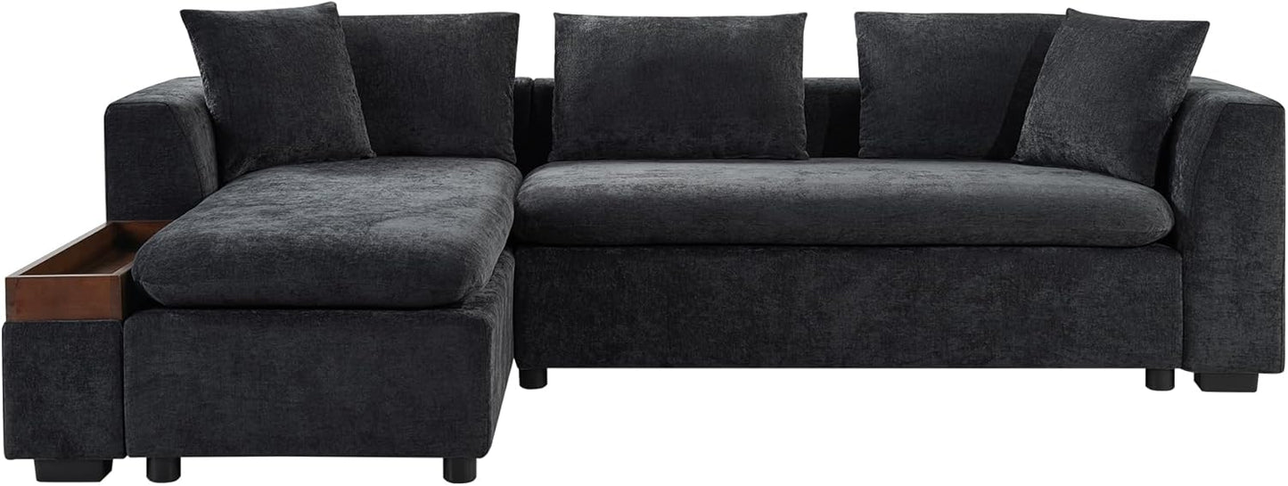 Ball & Cast Modular L-Shaped Sectional Sofa with Storage - 93.8" Chenille Fabric Couch, Deep Seating & Matching Pillows, Modern Living Room Furniture,Blue