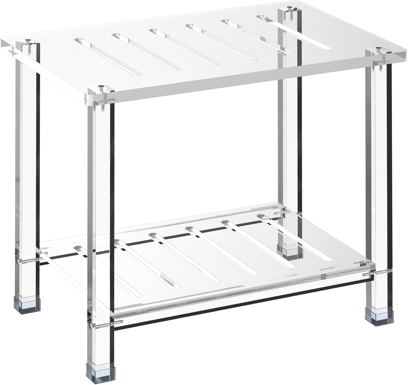 Acrylic Shower Bench for Inside Shower 13.98" D X 21.26" W X 18.31" H, Heavy Duty (Hold Up to 300lbs) Bathroom Shower Stool with Storage Shelf, for Shaving Legs & Spa, Waterproof Non-Slip
