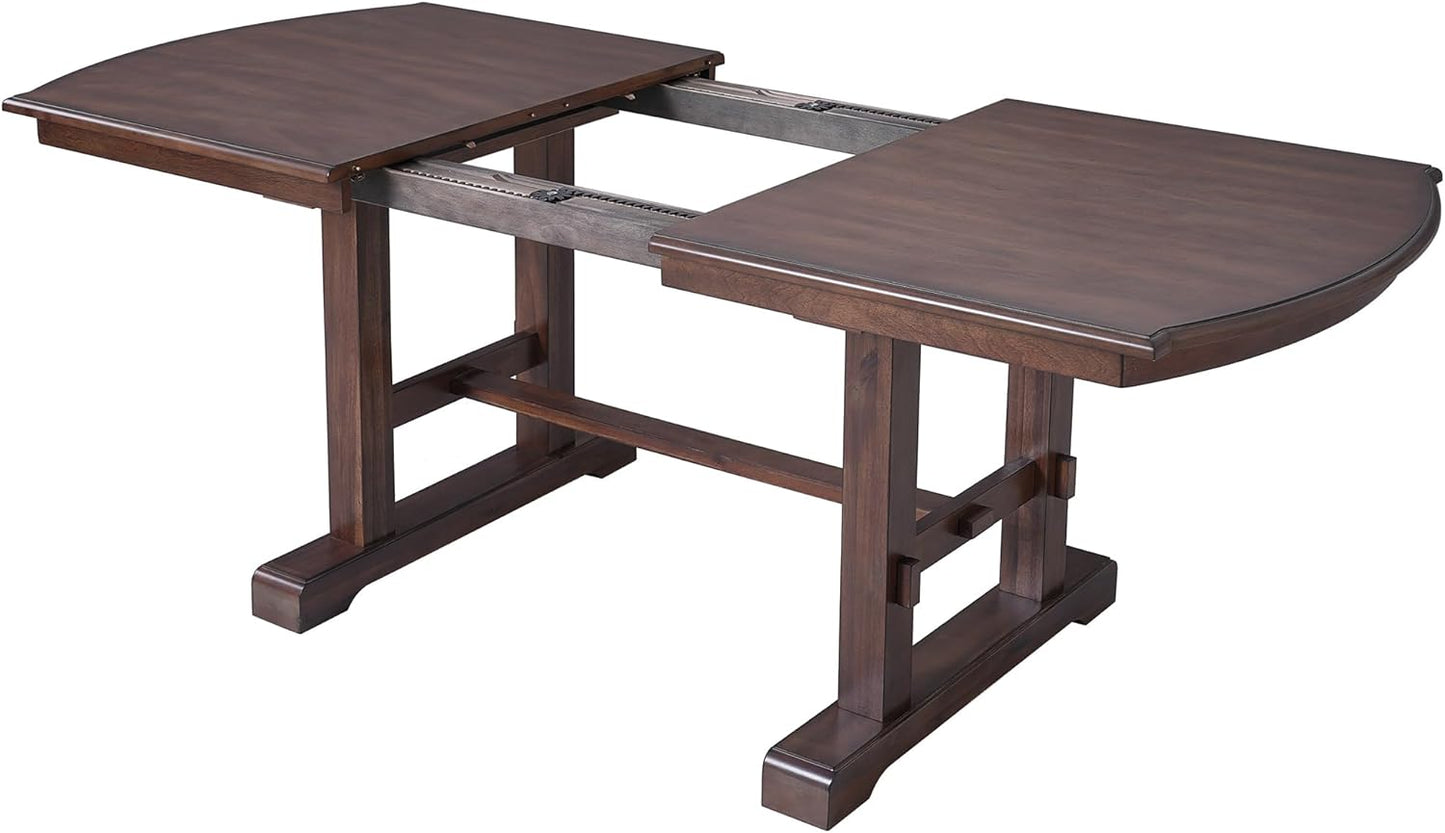 Ball & Cast 60"-78" Extendable Farmhouse Dining-Table for 6-8, Expandable Wooden Kitchen Table with 18" Removable Leaf, Large Retro H-Leg Dining Room Table for 4-8,Space Saving & Sturdy, Cherry