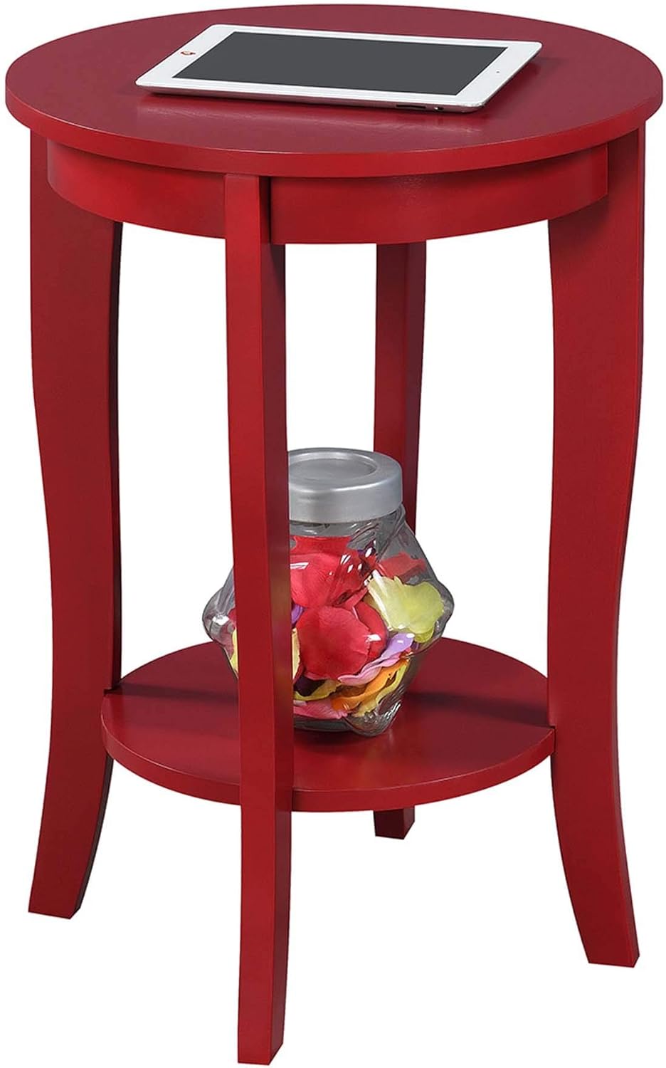 Convenience Concepts American Heritage Round End Table, Cranberry Red