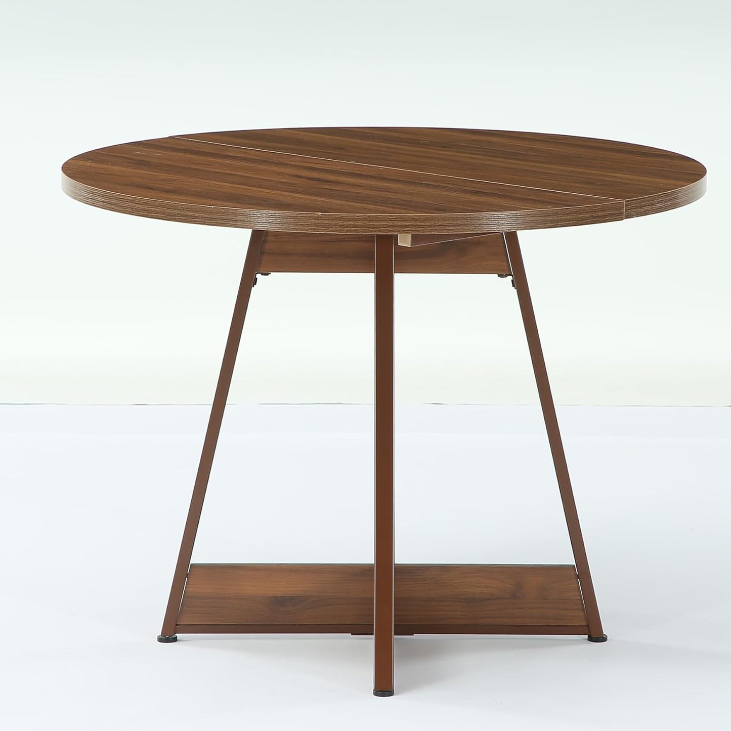 LITTLE TREE 39 Inches Round Dining Table for 2-4, Farmhouse Circle Kitchen Table for Dining Room, Wooden Dinner Table with Heavy Duty Pedestal, Small Bistro Table for Restaurant, Brown