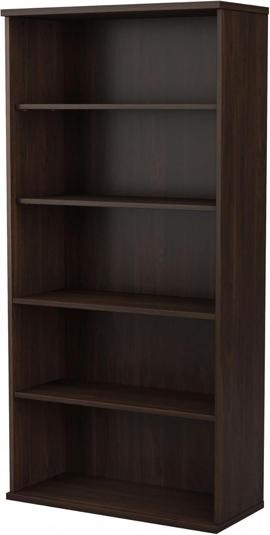 Bush Business Furniture Studio C Tall 5 Shelf Bookcase in Black Walnut, Large Bookshelf for Home or Professional Workplace Organization