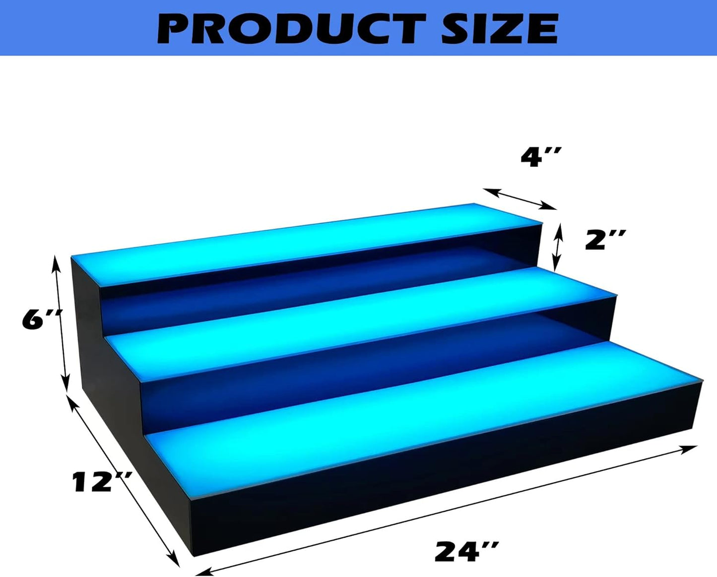 Royxen LED Lighted Liquor Bottle Shelf 3 Tier, 24 Inch Bar Shelf with Remote, Bottle Stand Multicolor Lighting Modes for Bars