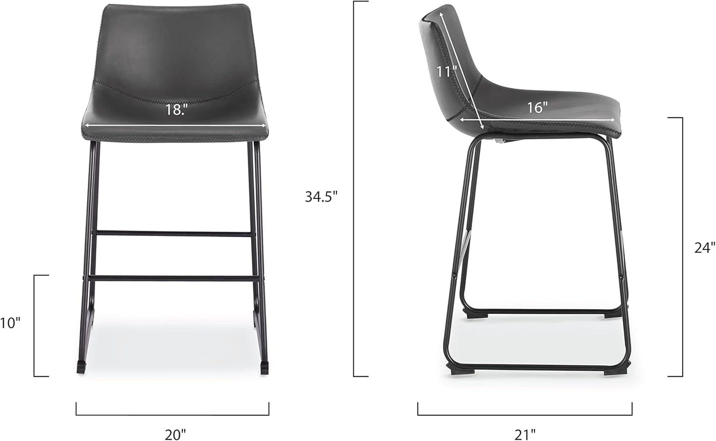 EdgeMod Brinley Counter Stool in Grey (Set of 3)