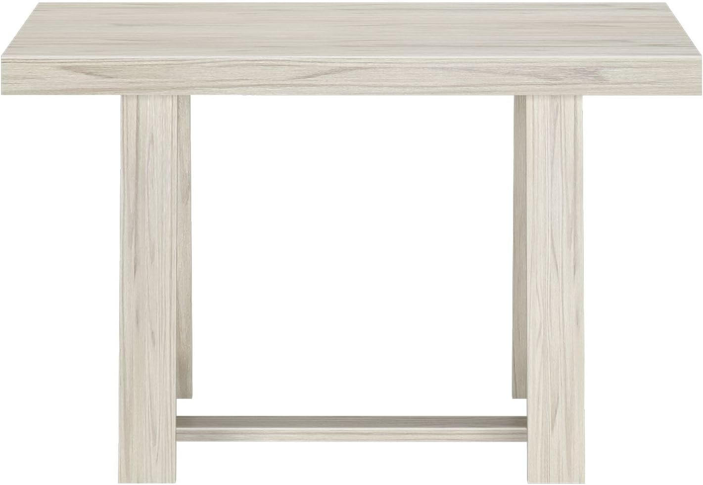 Plank+Beam 48 Inch Farmhouse Dining Table, Rustic Solid Wood Kitchen Table, Dinner Table for Dining Room, Home Office Furniture, White Sand Wirebrush