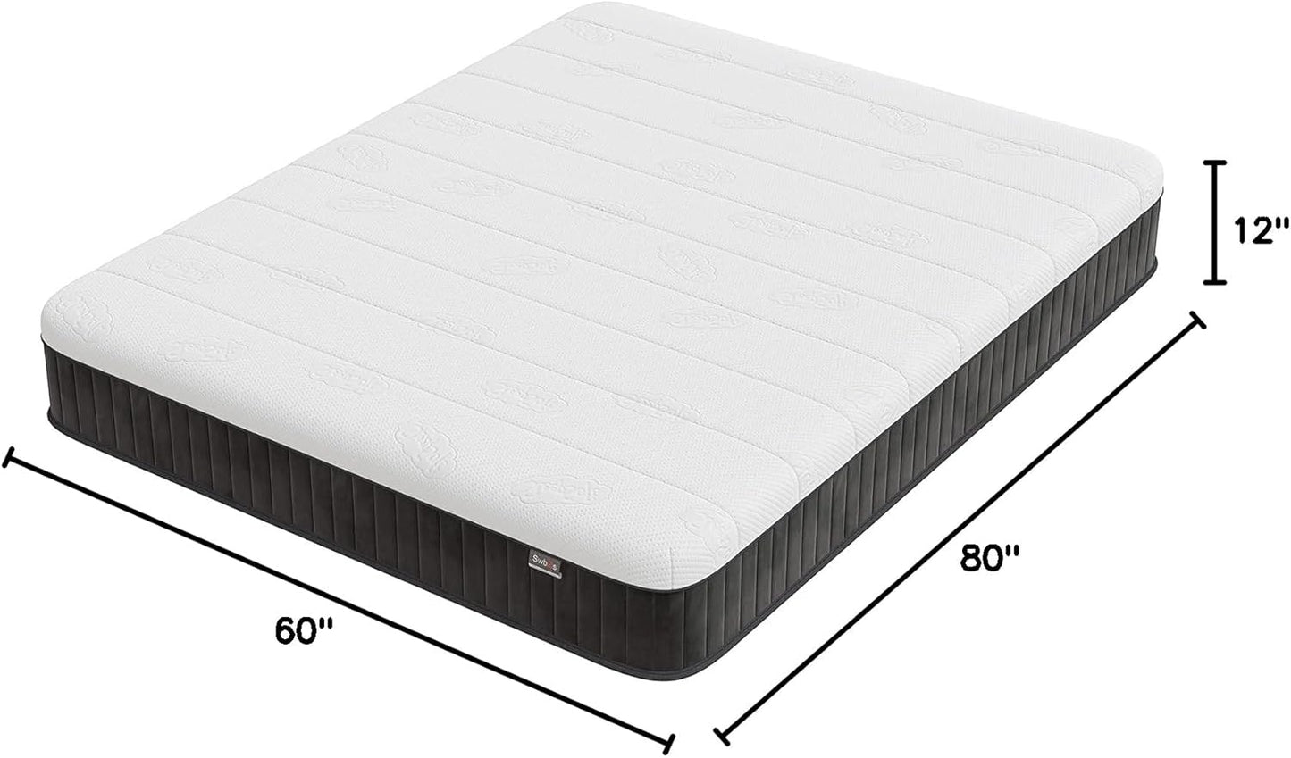 Firm Queen Mattress, 12 Inch Memory Foam Firm Queen Mattress Size with Hybrid Queen Bed Mattress in a Box Pressure Relief &Queen Size Mattress
