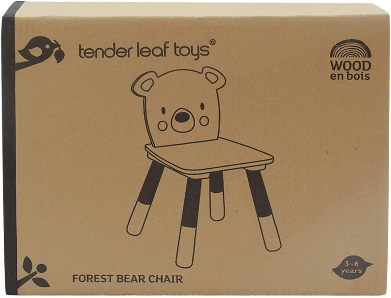 Tender Leaf Toys - Forest Table and Chairs Collections - Adorable Kids Size Art Play Game Table and Chairs - Made with Premium Materials and Craftsmanship for Children 3+ (Forest Bear Chair)
