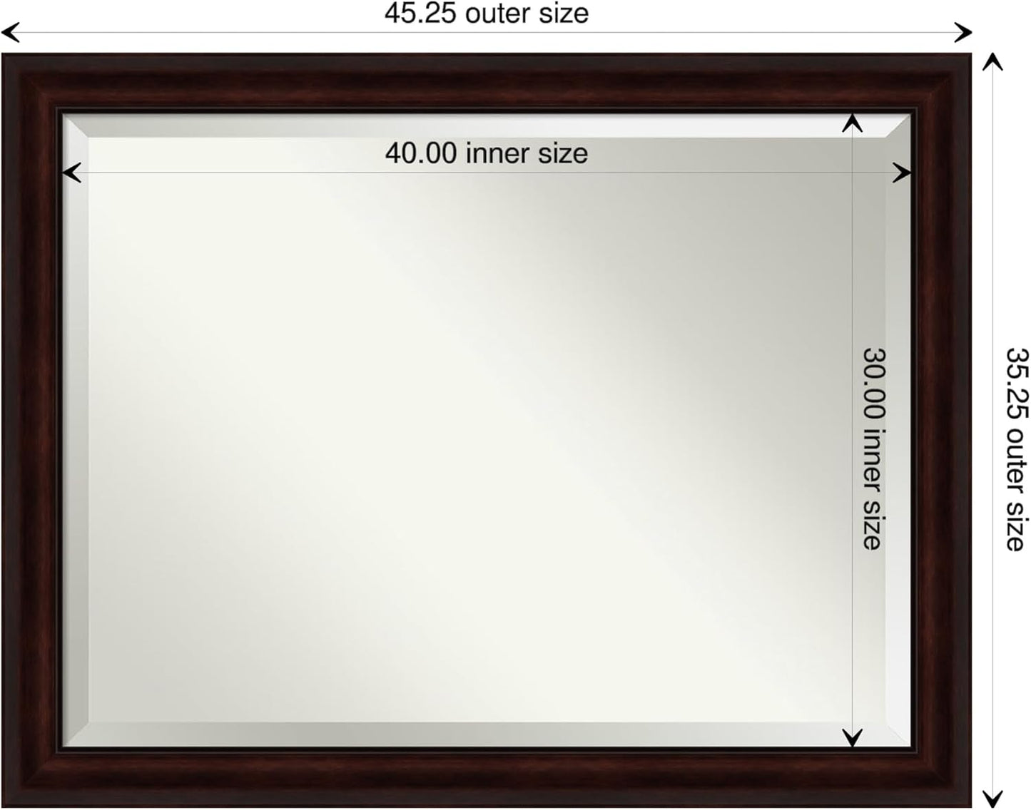 Amanti Art Brown Wall Mirror 35x45 Coffee Bean Brown Rectangle Bathroom Mirror for Wall Decor Living Room, X-Large Casual Frame, Hangs Horizonally and Vertically, Bathroom Decor, Beveled Edge from WI