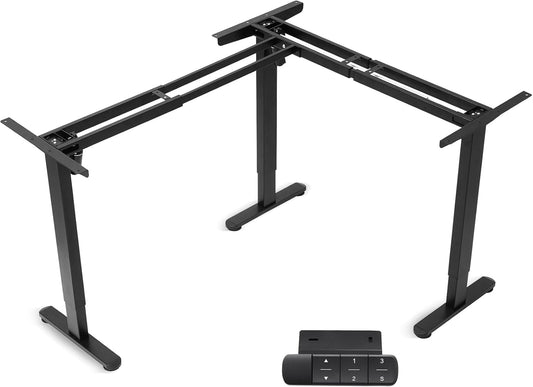 TOPSKY Electric L-Shaped Desk Frame, Height Adjustable, Dual Motor, 270lbs, Black Standing/Sitting 3-Leg Base for Home & Office, DF03.02 (Frame Only)