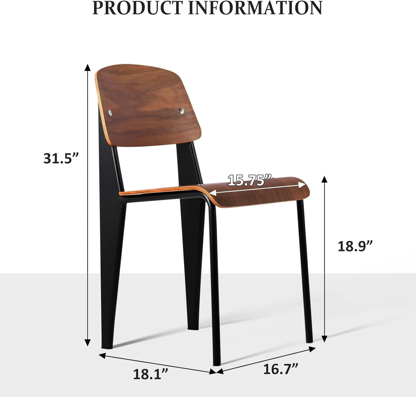 LOKKHAN Dining Chairs, Vintage Wood Metal Home Kitchen Breakfast Cafe Chairs, Backrest Stool, Study Chair, Modern Commercial Conference Restaurant Chairs, Walnut Seat-2-Pcs Set