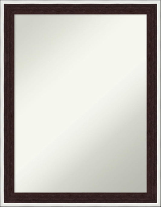 Amanti Art Bathroom Mirror for Over Sink, 27x21 Maya Espresso Silver Rectangle Vanity Mirror, Medium Modern Contemporary Frame, Hangs Horizonally and Vertically, Bathroom Wall Decor, Non-Beveled Edge