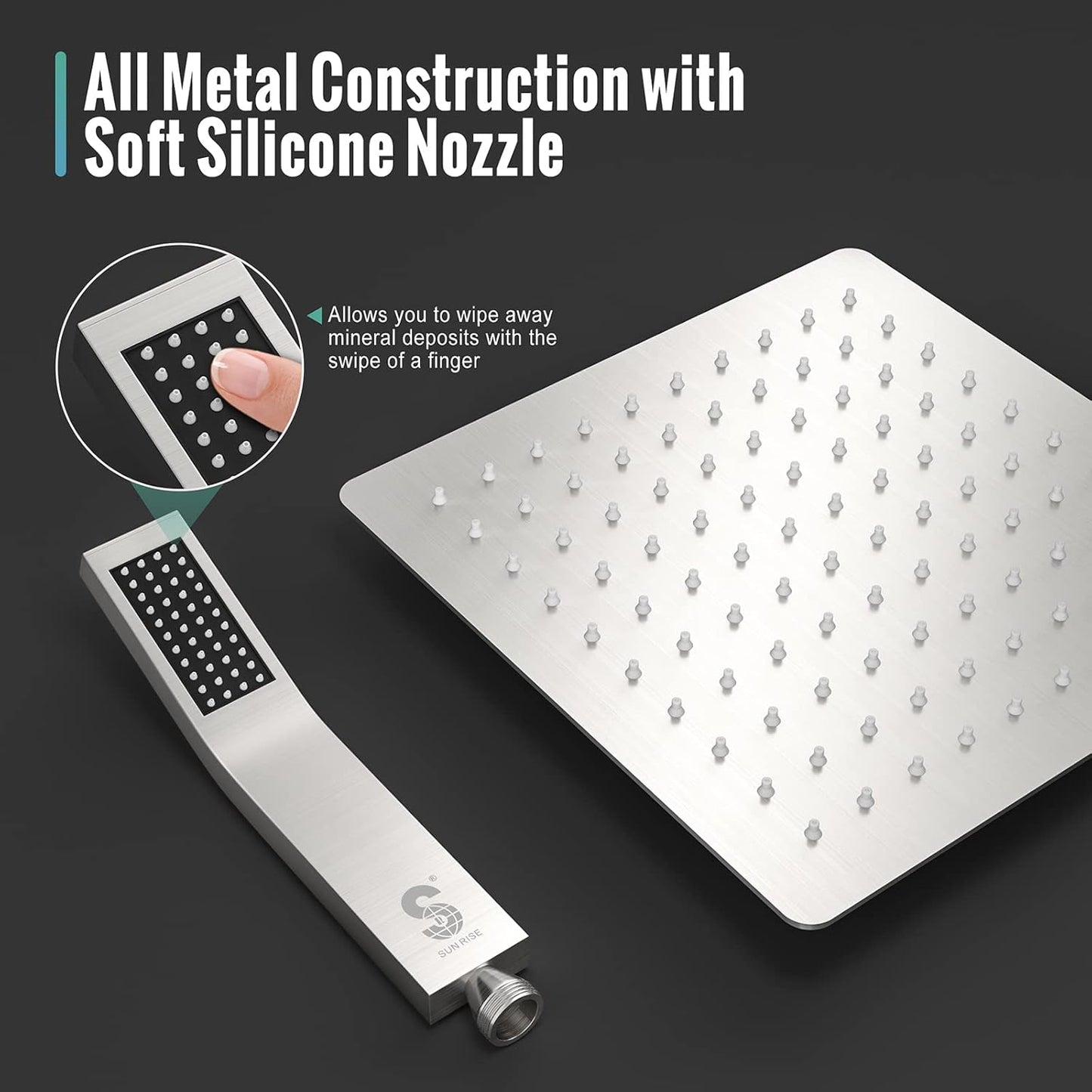 SR SUN RISE Shower Faucet Set - Shower Valve with 8 Inch Rainfall Shower Head and Handheld Shower - Wall Mounted Shower System with Rough In Valve and Shower Faucet Trim Repair Kits - Brushed Nickel