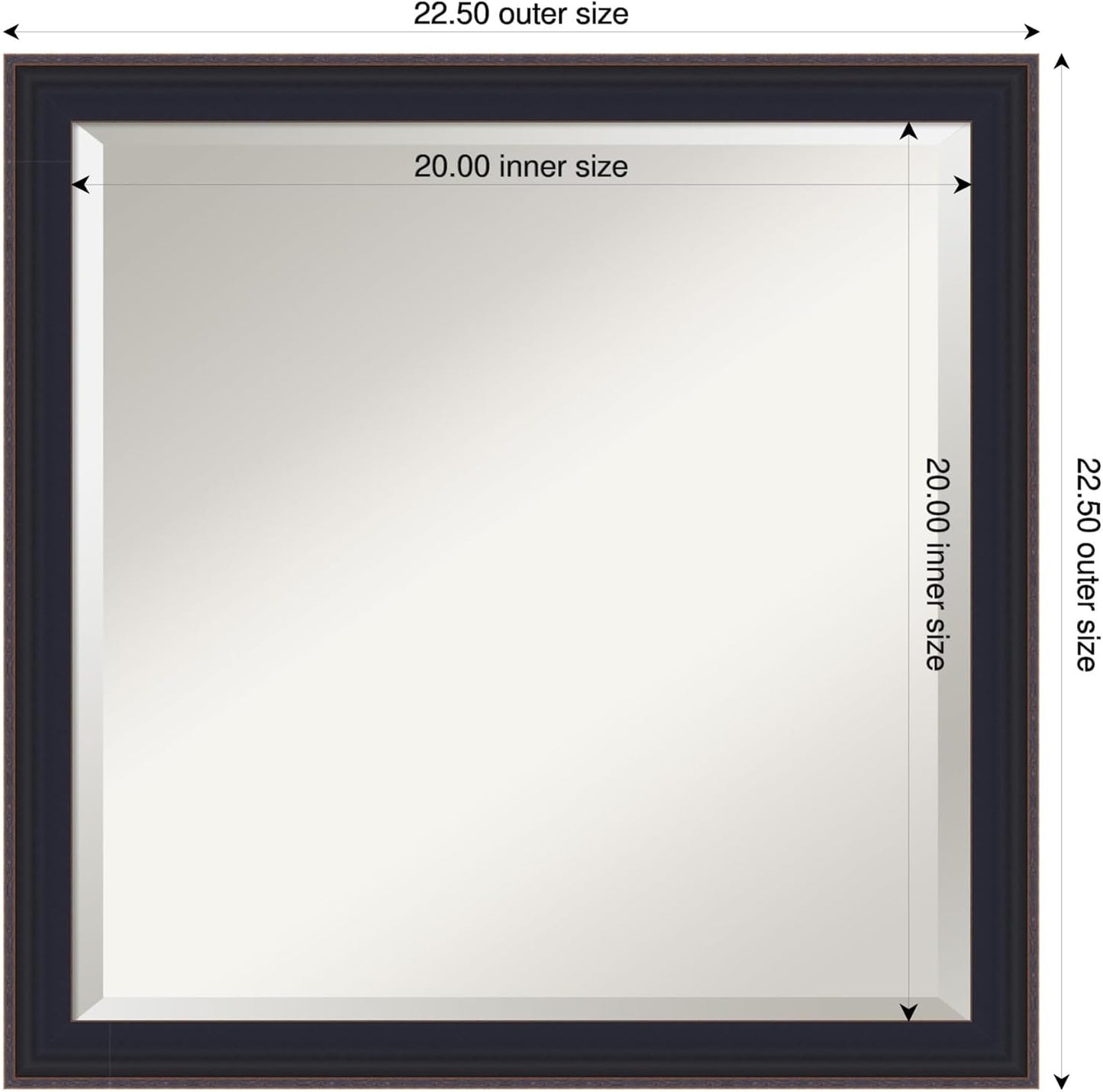 Amanti Art Black Bathroom Mirror for Over Sink, 23x23 Havana Black Bronze Square Vanity Mirror, Medium Casual Frame, Hangs Horizonally and Vertically, Bathroom Wall Decor, Beveled Edge